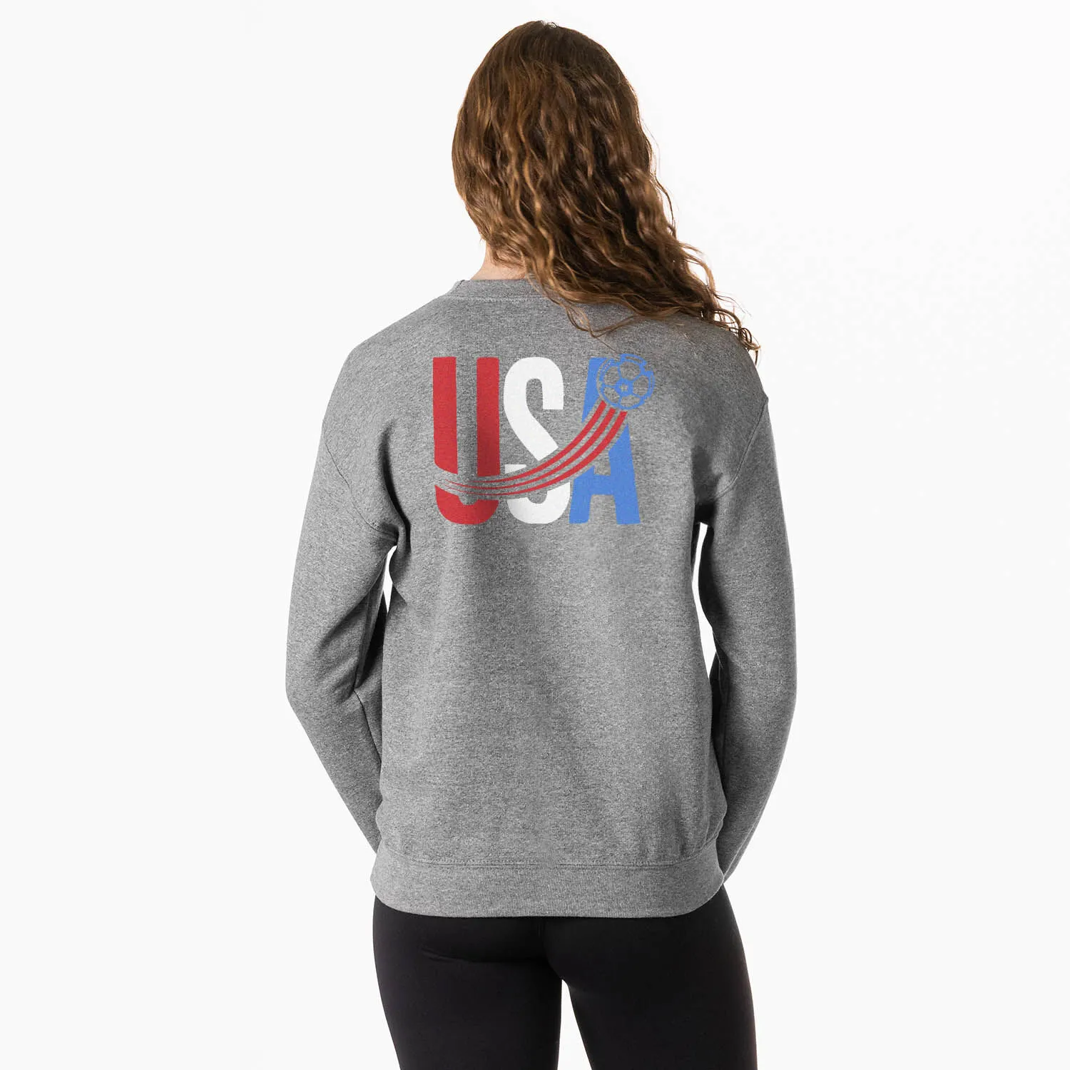 Soccer Crewneck Sweatshirt - USA Patriotic (Back Design) 